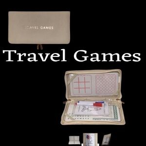 NWT GARVEN Travel Games, 6-Piece Set in Zip Case, Cream